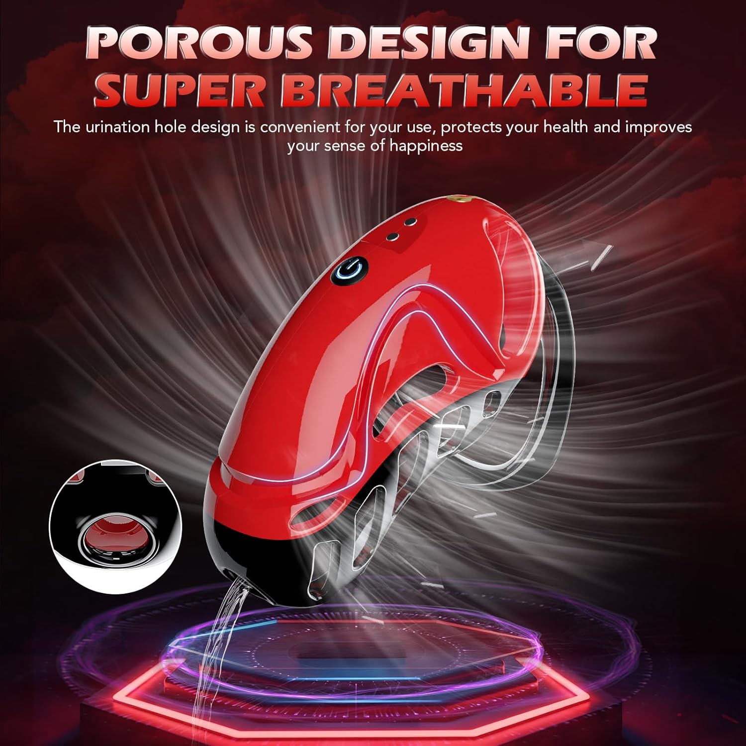 10-Mode Vibrating Chastity Cage with App and Remote Control package or size detail