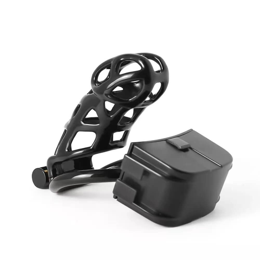Black Mamba Remote-Controlled E-Stim Chastity Cage package or size detail