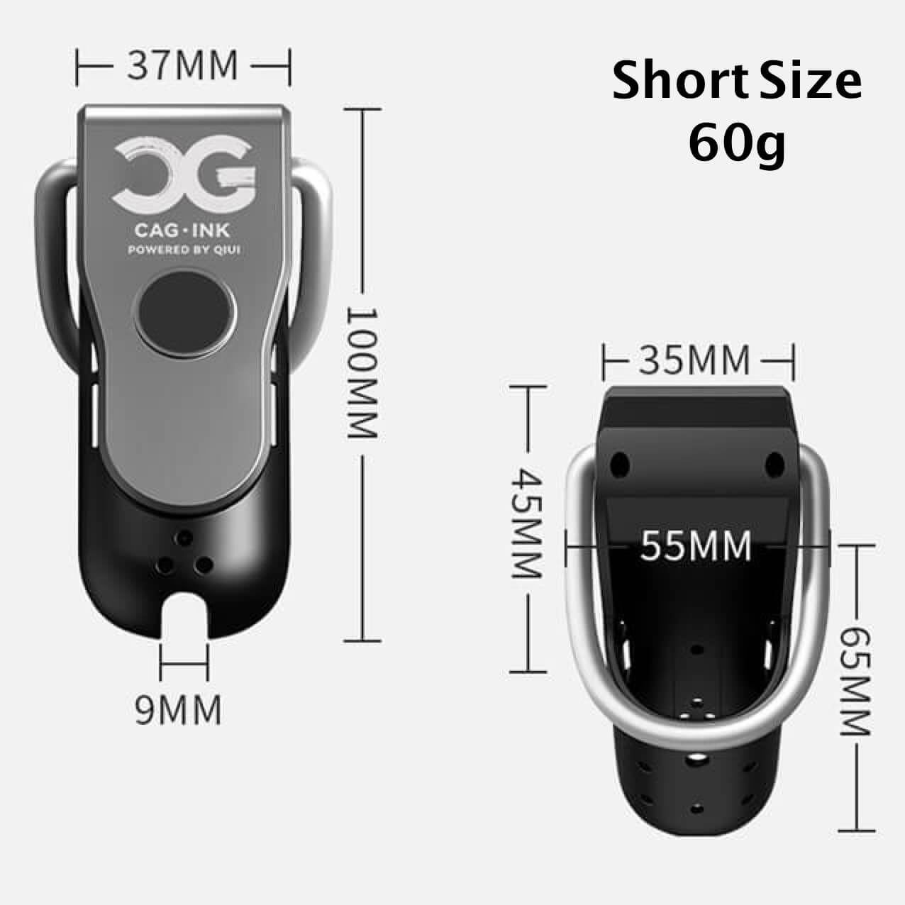 QIUI Cellmate 2 Smart App-Controlled E-Stim Chastity Cage package or size detail