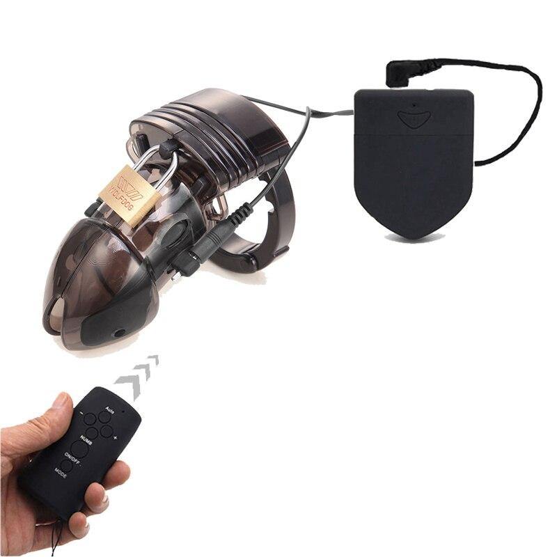 Remote-Controlled E-Stim Chastity Cage with Adjustable Ring and Control Box package or size detail