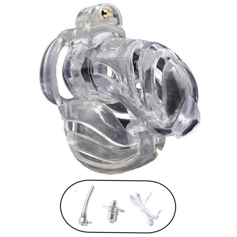 Integral PC E-Stim Compatible Chastity Cage with Removable Insert package or size detail