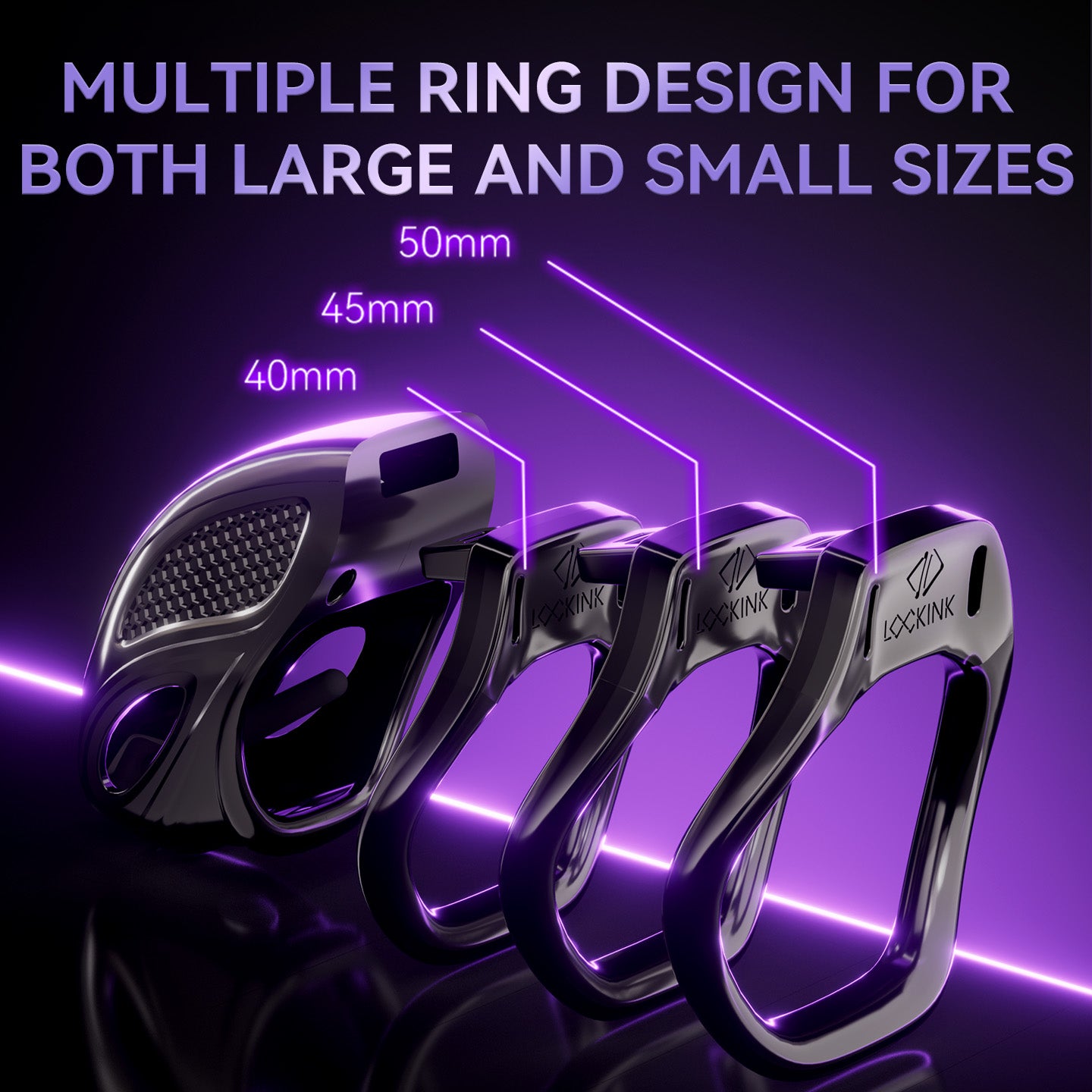 LOCKINK Bee Sting 10-Mode App-Controlled E-Stim Chastity Cage package or size detail