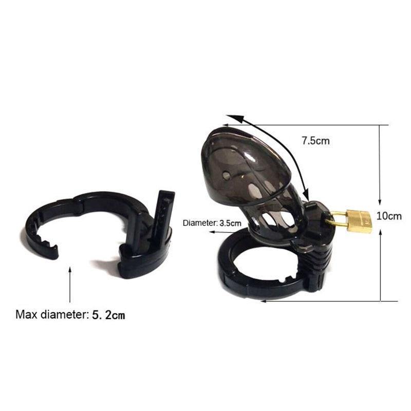 Remote-Controlled E-Stim Chastity Cage with Adjustable Ring and Control Box detail view