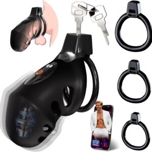 9-Mode App-Controlled Vibrating Chastity Cage with Four Rings product view